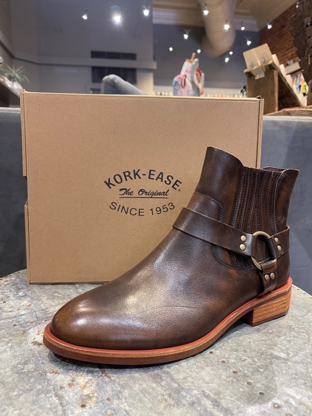 Kork-Ease Dark Brown Leather Harness Ankle Boot